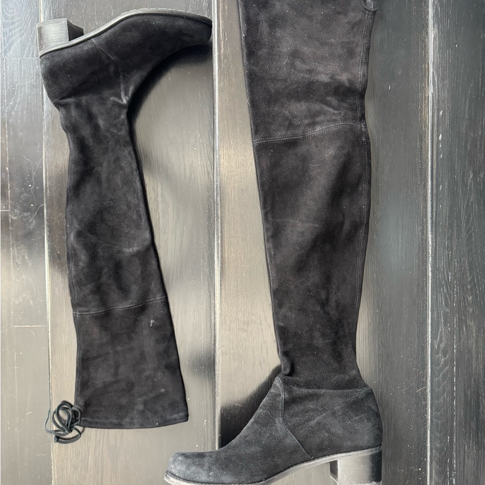 Stuart Weitzman Black Suede Over-the-Knee Boots